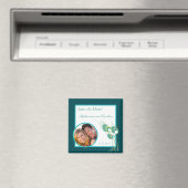 モダンターコイズピーコック結婚発表マグネット マグネット (インサイチュ (食洗機))