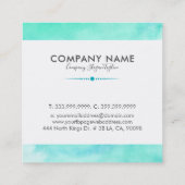 モダンターコイズブルーの水彩背景 スクエア名刺 (裏面)