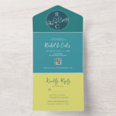 モダンターコイズブルーウェディングオールインワン招待状 オールインワン招待状 (内側)