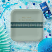 モダンターコイズブルーグリーンと金ゴールドスクエア ペーパープレート (パーティー)