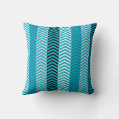 モダンターコイズブルーシェブロンストライプパターン クッション (裏面)