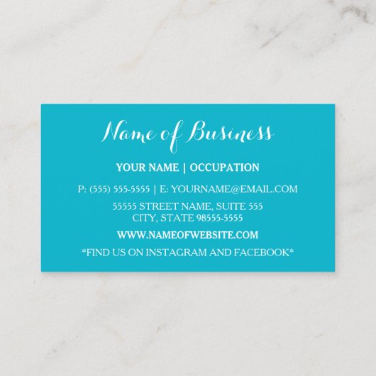 モダンターコイズブルーフローラ写ガーリー真者 名刺 (裏面)