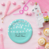 モダンターコイズブルー&ストリングライトエレガント ペーパープレート (パーティー)