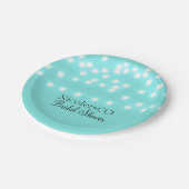 モダンターコイズブルー&ストリングライトエレガント ペーパープレート (アングル)