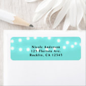 モダンターコイズブルー&ストリングライトエレガント ラベル (インサイチュ)