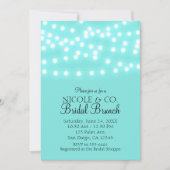 モダンターコイズブルー&ストリングライトエレガント 招待状 (正面)