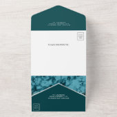 モダンターコイズマーブルブロンズグリッター結婚ズ オールインワン招待状 (外側)