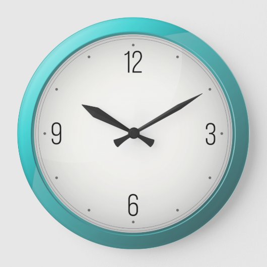 モダンターコイズラウンドウォールクロック ラージ壁時計 (正面)