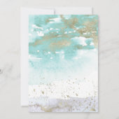 モダンターコイズラベンダー金ゴールド結婚抽象芸術 招待状 (裏面)