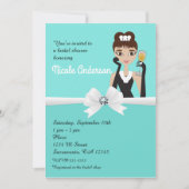 モダンターコイズワインエンゲージメント ブライダルシャワー 招待状 (正面)