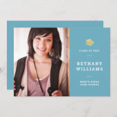 モダンターコイズ写真卒業会 招待状 (正面/裏面)