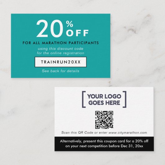 モダンターコイズ割引クーポンロゴQR 割引カード (正面/裏面)