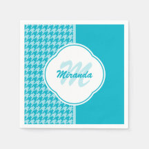 モダンターコイズ千鳥格子のモノグラムと名前