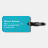 モダンターコイズ千鳥格子のモノグラムと名前 ラゲッジタグ (裏面横)