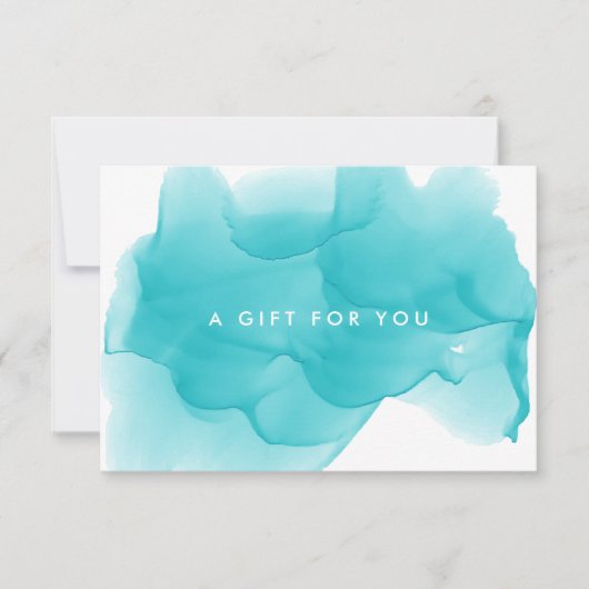 モダンターコイズ水彩色染めギフト証明書 (正面)