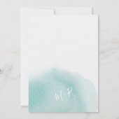 モダンターコイズ水結婚色イニシャル 招待状 (裏面)