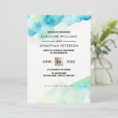モダンターコイズ水色 招待状 (スタンド正面)