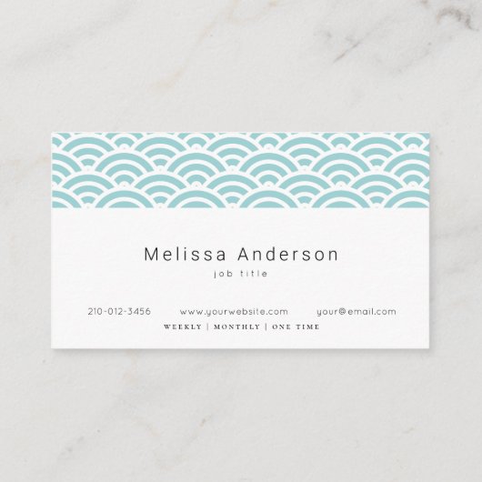 モダンターコイズ波紋洗浄サービス 名刺 (裏面)