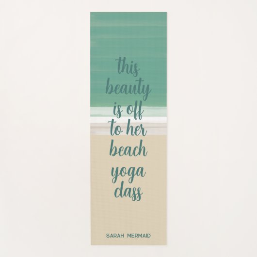 モダンターコイズ海ビーチカスタム引用文名 ヨガマット (正面)
