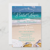 モダンターコイズ海ビーチブライダルシャワー 招待状 (正面)