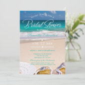 モダンターコイズ海ビーチブライダルシャワー 招待状 (スタンド正面)