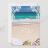 モダンターコイズ海ビーチブライダルシャワー 招待状 (裏面)