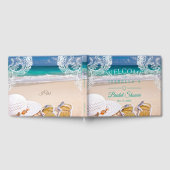 モダンターコイズ熱帯ビーチブライダルシャワー ゲストブック (全面)