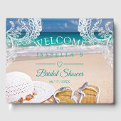 モダンターコイズ熱帯ビーチブライダルシャワー ゲストブック (正面)