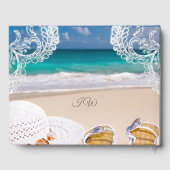 モダンターコイズ熱帯ビーチブライダルシャワー ゲストブック (裏面)