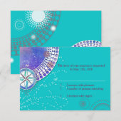 モダンターコイズ航海のウェディングRSVP 出欠カード (正面/裏面)