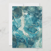 モダンターコイズ金ゴールドアガ結婚ート 招待状 (裏面)