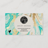 モダンターコイズ金ゴールド大理石のロ感謝していゴの注文 名刺 (裏面)