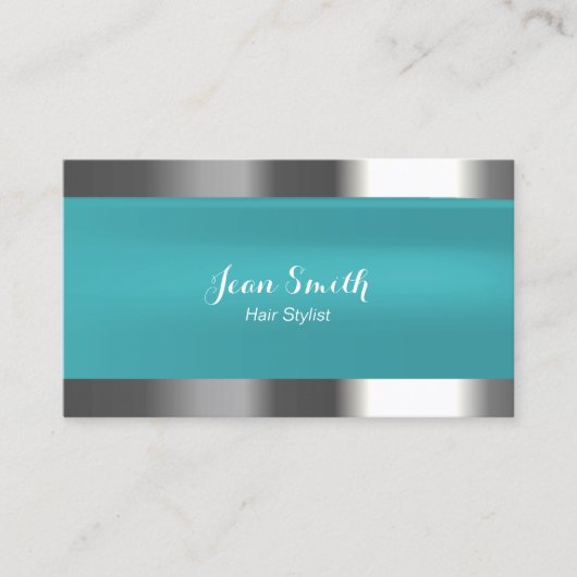 モダンターコイズ金縁ど美容師 名刺 (正面)