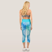 モダンターコイズ青グラデーション水色曼荼羅 カプリレギンス (裏面)