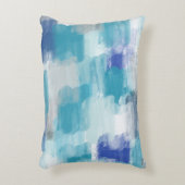 モダンターコイズ&グレーウォーター色抽象芸術アート アクセントクッション (正面(垂直))