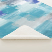 モダンターコイズ&グレーウォーター色抽象芸術アート シェルパブランケット (3/4)