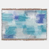 モダンターコイズ&グレーウォーター色抽象芸術アート スローブランケット (正面)