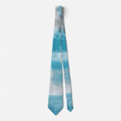 モダンターコイズ&グレーウォーター色抽象芸術アート ネクタイ (正面)