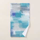 モダンターコイズ&グレーウォーター色抽象芸術アート バスタオルセット (ハンドタオル)