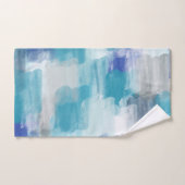 モダンターコイズ&グレーウォーター色抽象芸術アート バスタオルセット (ハンドタオル)