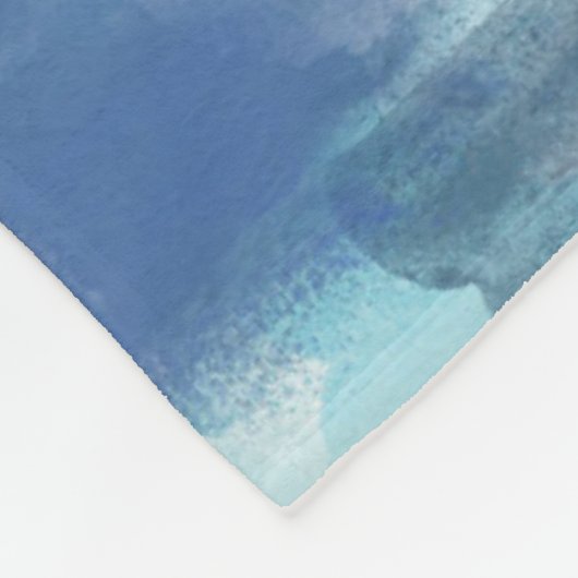 モダンターコイズ&グレーウォーター色抽象芸術アート フリースブランケット (角)