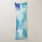 モダンターコイズ&グレーウォーター色抽象芸術アート ボディピロー (裏面 (縦))