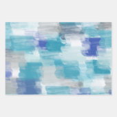 モダンターコイズ&グレーウォーター色抽象芸術アート ラッピングペーパーシート (正面2)