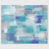 モダンターコイズ&グレーウォーター色抽象芸術アート ラッピングペーパー (フラット)