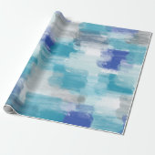 モダンターコイズ&グレーウォーター色抽象芸術アート ラッピングペーパー (アンロールド)