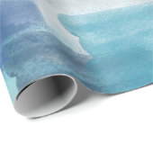 モダンターコイズ&グレーウォーター色抽象芸術アート ラッピングペーパー (ロールコーナー)