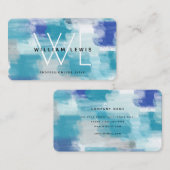 モダンターコイズ&グレーウォーター色抽象芸術アート 名刺 (正面/裏面)