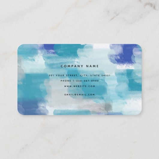 モダンターコイズ&グレーウォーター色抽象芸術アート 名刺 (裏面)
