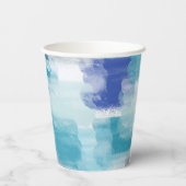 モダンターコイズ&グレーウォーター色抽象芸術アート 紙コップ (裏面)