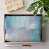 モダンターコイズ&グレーウォーター色抽象芸術アート 薄葉紙 (ギフト)